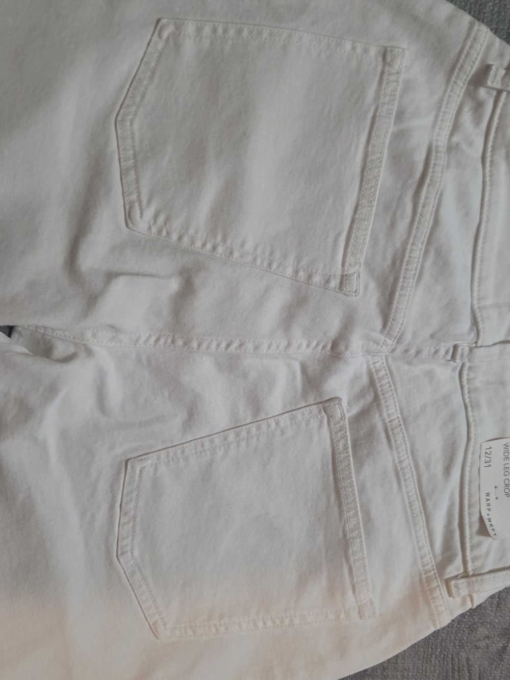 NWT Warp + Weft Wide Leg Ankle Crop Jeans in White Size 12 / 31 - Picture 4 of 12